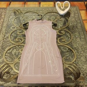 Purple Bedazzle Rhinestones Dress